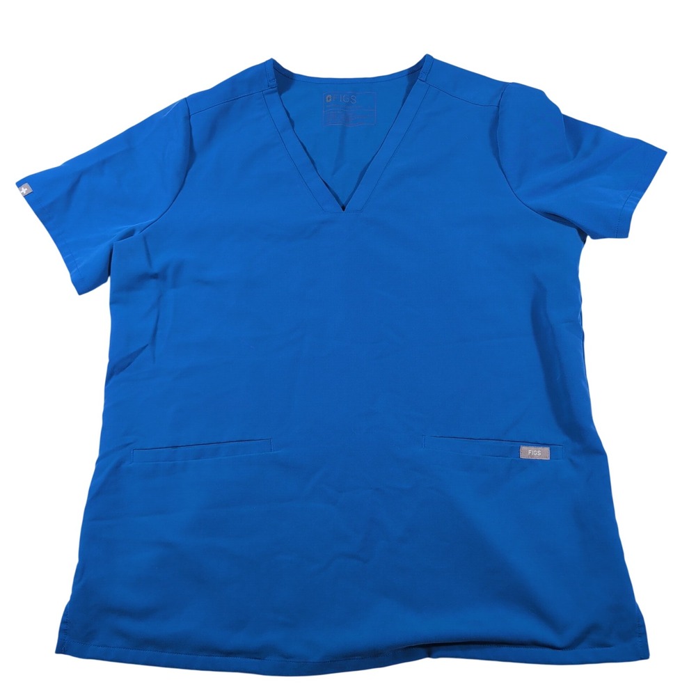 FIGS Scrub Top Womens L Blue Casma V-Neck Technical Collection Short Sleeve 1795